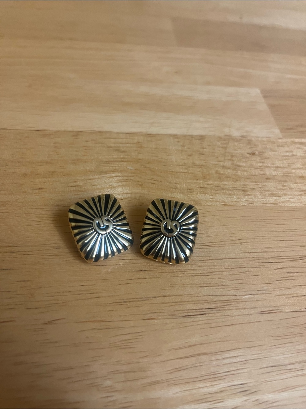 St. John Gold-Tone Sunburst Square Clip Earrings